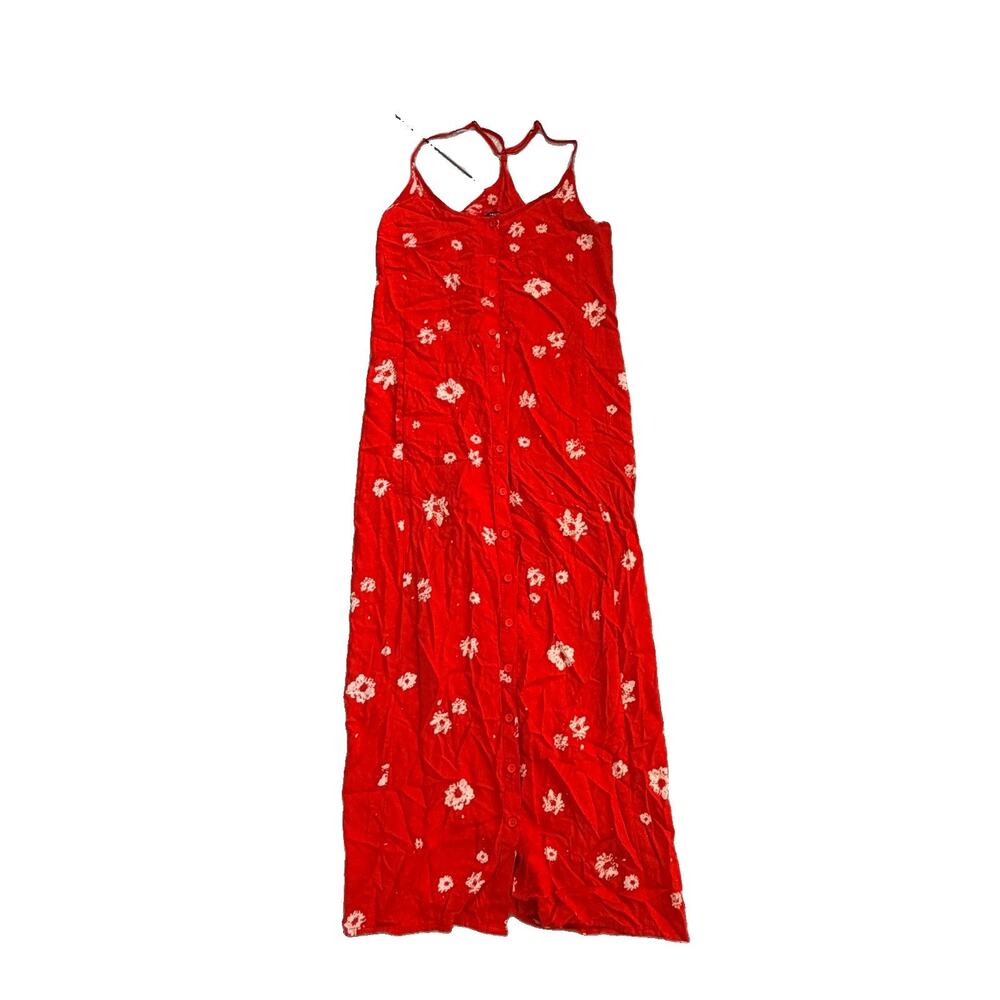 OBEY No 89 Women's Red Floral Dress M Rayon Maxi T-Strap